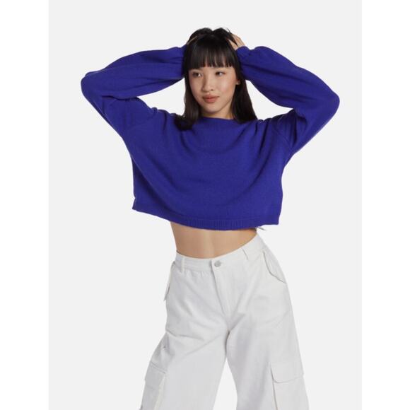 Roxy Women's Blue Crewneck Pullover‎ Sweater Size Medium Chloe Kim Collection - Picture 1 of 9